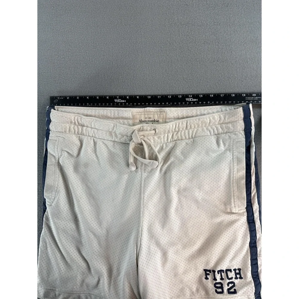 Y2k Abercrombie Fitch Basketball Shorts Mens Large White Mesh Elastic Fitch
